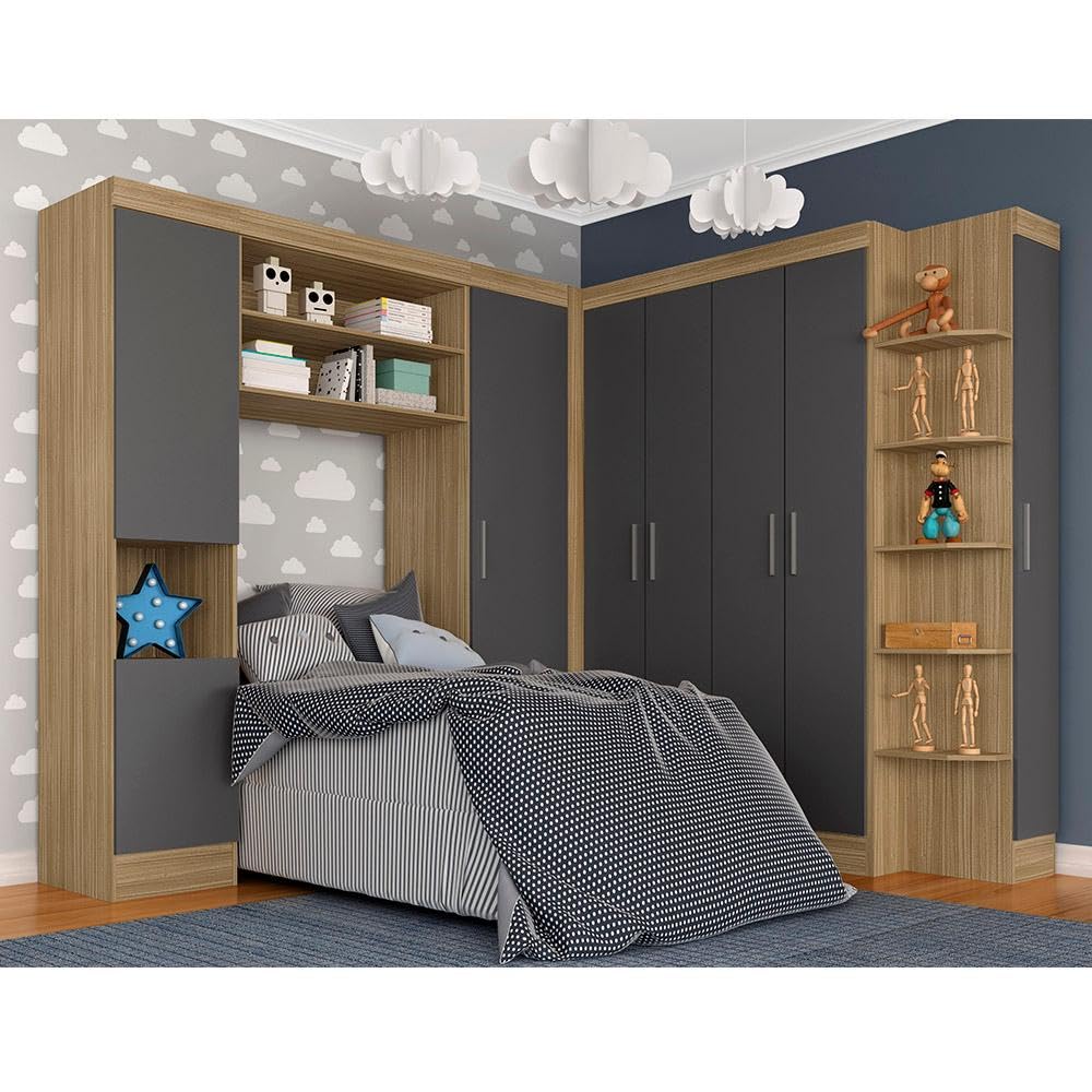 Guarda Roupa Modulado Solteiro Andrea Boreal/grafit - Móveis